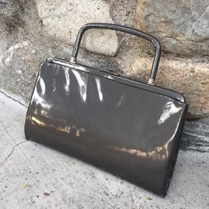 Vintage patent leather Clutch Purse, gray.